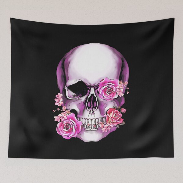 Item preview, Human anatomy Skull pink watercolor floral designed and sold by Collagedream.