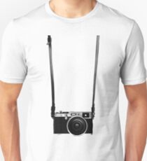Vintage retro 35mm metal rangerfinder camera on isolated white background. Unisex T-Shirt