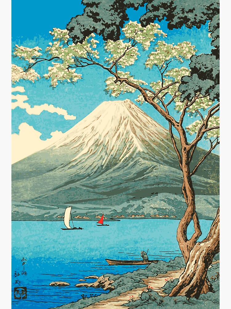 Thumbnail 3 of 3, Sticker, Mt. Fuji from Lake Yamanaka - Takahashi Hiroaki - Japanese Art designed and sold by tsubadesigns.