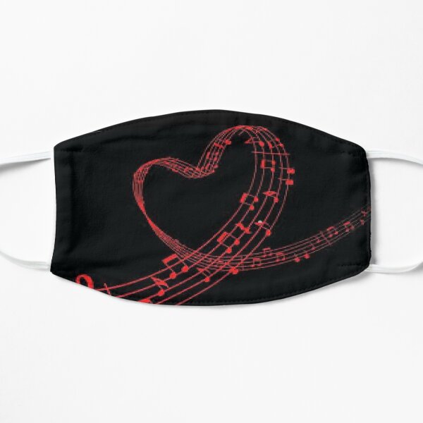 Corazón de nota musical Mascarilla plana