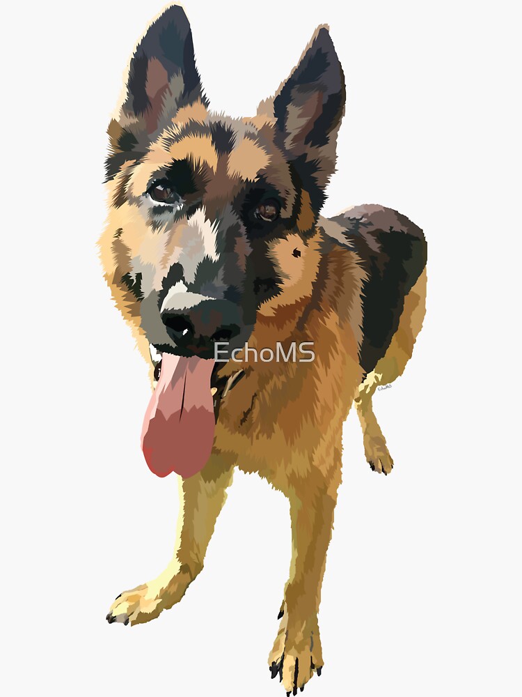 Imagen 3 de 3, Pegatina con la obra Perro pastor alemán feliz, diseñada y vendida por EchoMS.