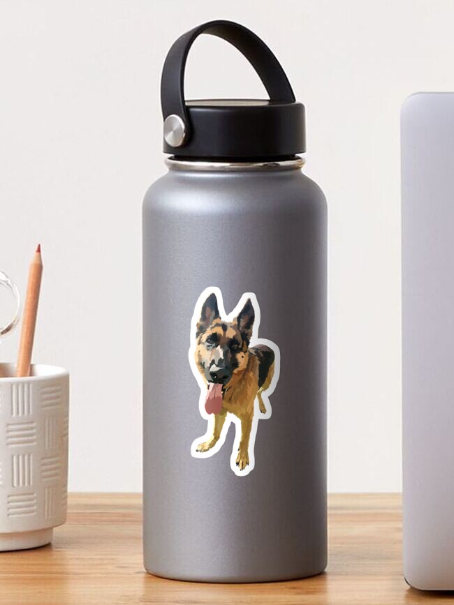 Imagen 1 de 3, Pegatina con la obra Perro pastor alemán feliz, diseñada y vendida por EchoMS.