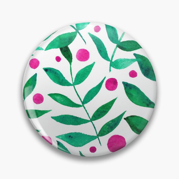 Aperçu de l'œuvre Baies et branches aquarelles - vert et rose créée et vendue par wackapacka.