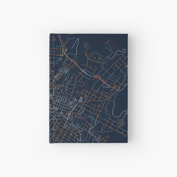 Charlottesville, VA Map - Orange & Blue Hardcover Journal
