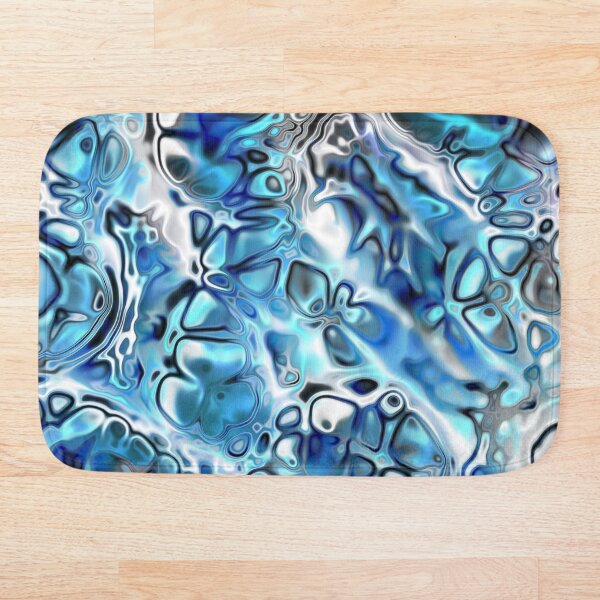 Blue Cell Block Bath Mat