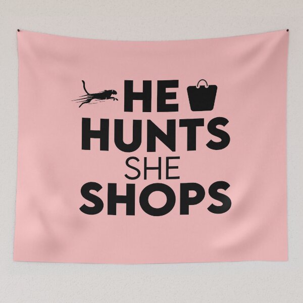 Item preview, He Hunts She Shops, leopard  Unisex T-Shirt, Funny Women's ,cute gift idea  designed and sold by MR20.
