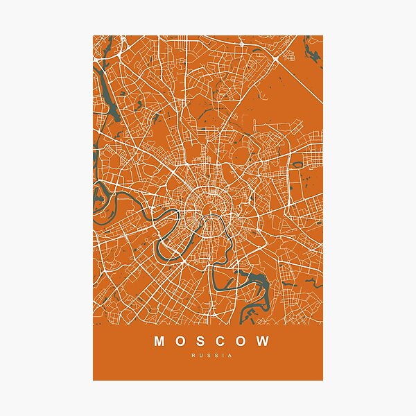 Item preview, Moscow - Russia Map | Orange Color | City Map designed and sold by Urban-Maps.