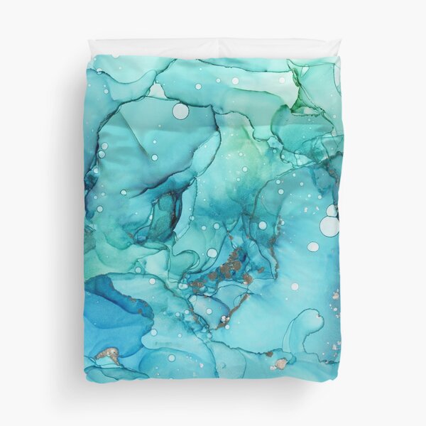 Item preview, Mermaid Tears - Teal Chrome Abstract Ink Painting designed and sold by Olga Shvartsur.