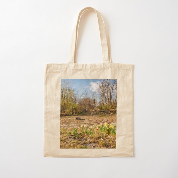 Daffodil-Lined Labyrinth Cotton Tote Bag
