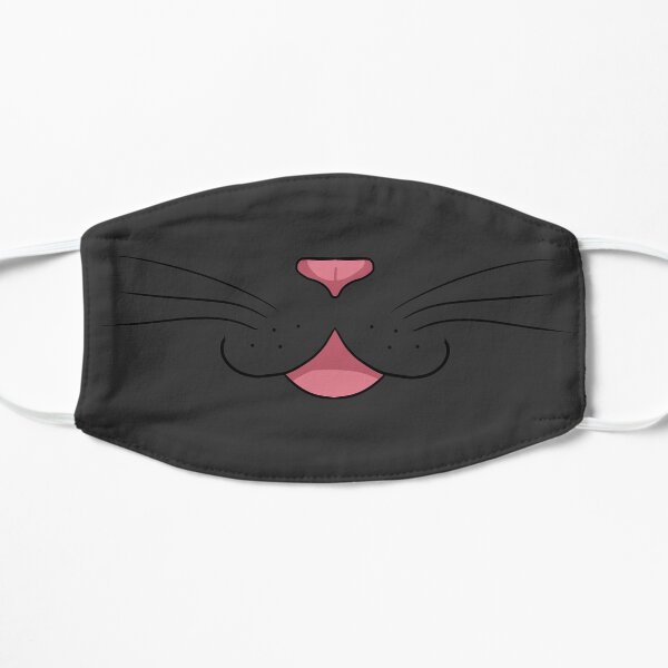Black cat face Flat Mask