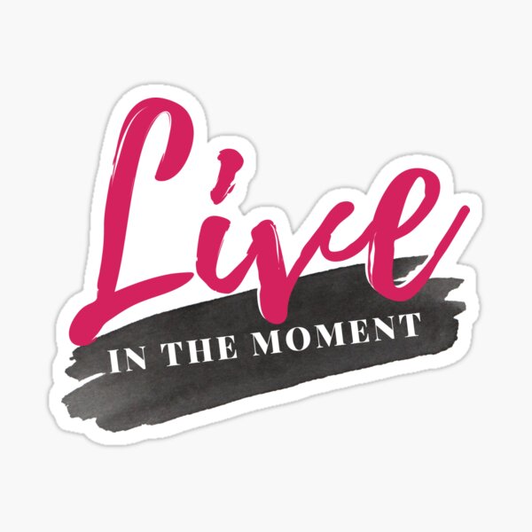 Live In The Moment Affirmation Motivational Watercolor Pink and Black Quote Sticker