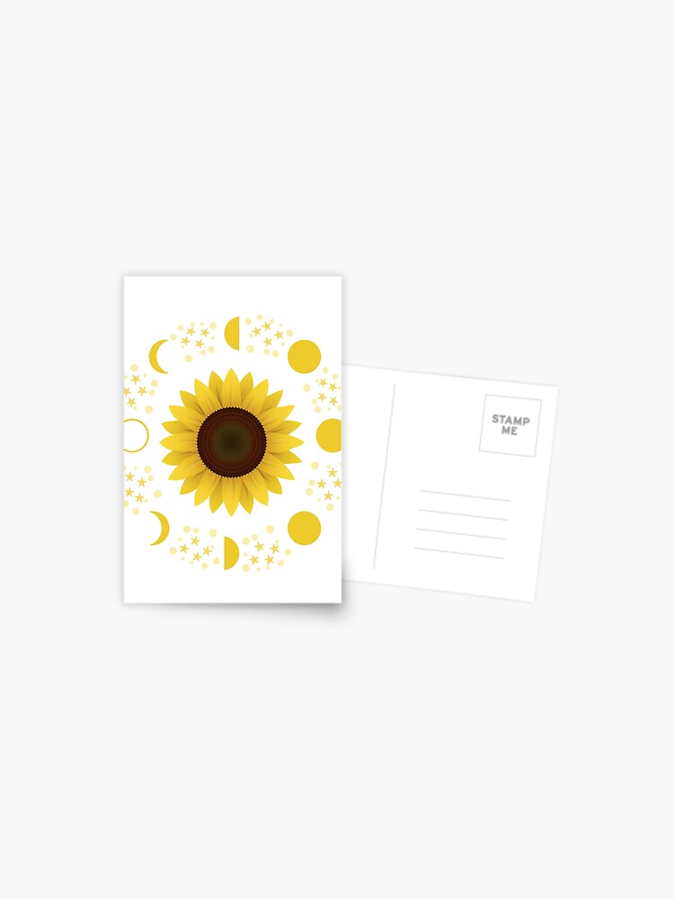 Postal «Fases Lunares Girasol Flor Astronomía» de ChaterOne | Redbubble