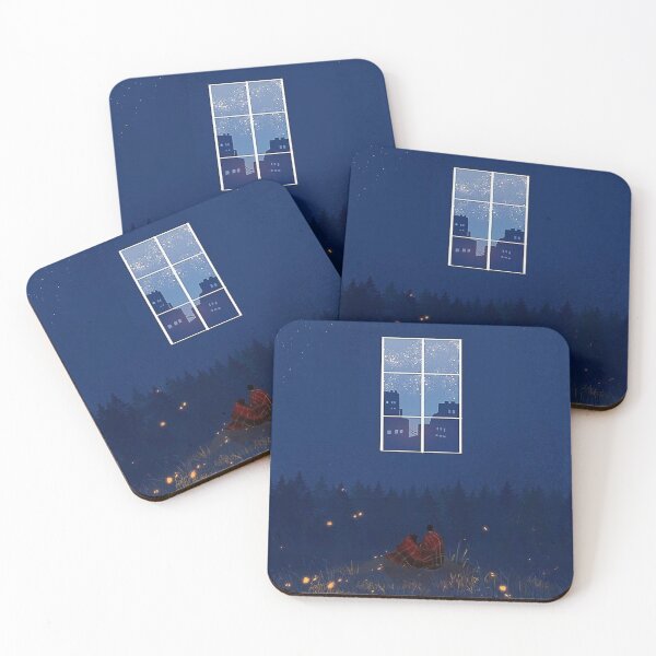 Item preview, dreamy forest night art aesthetic picnic city sky field blue phone case designed and sold by kaledabean.