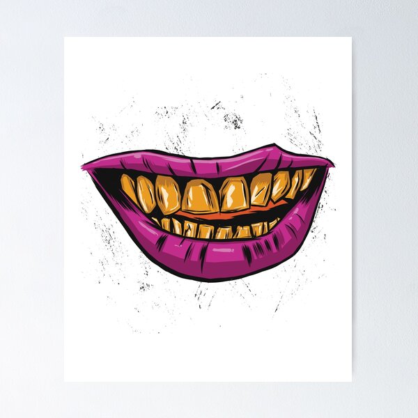 Item preview, Funny Zombie Mouth Social Distancing Gold Cartoon Teeth Smile designed and sold by gillys.