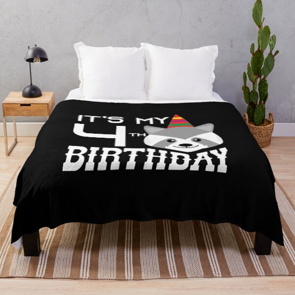 Item preview, It's My 4th Birthday 4 Years Old Raccoon Child B-day Party design designed and sold by Grabitees.