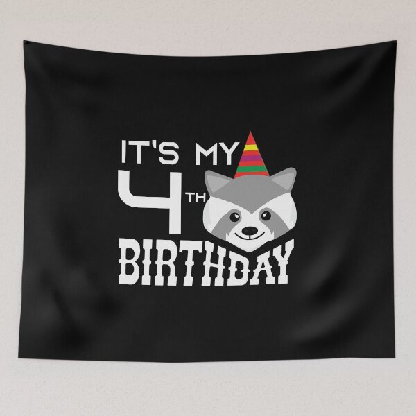Item preview, It's My 4th Birthday 4 Years Old Raccoon Child B-day Party design designed and sold by Grabitees.