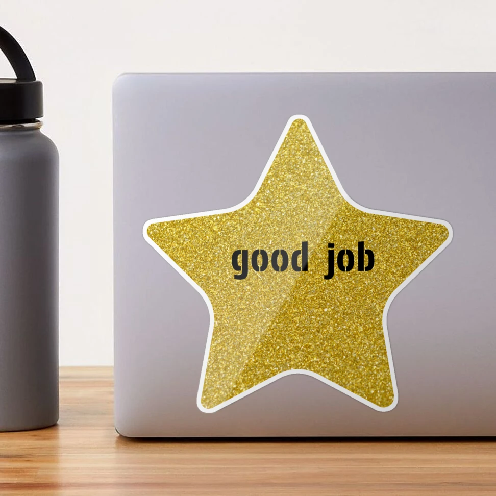 Great Job Gold Star Faux Glitter Star Sticker, Zazzle
