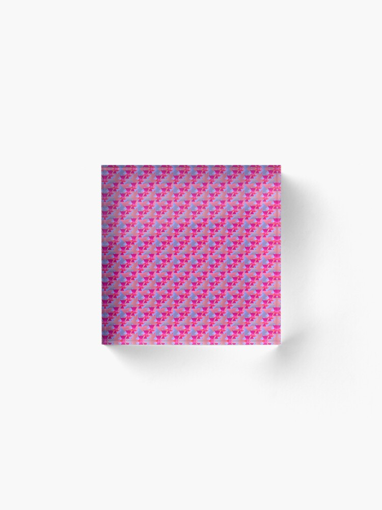 Alternate view of Happiness is Pink - Colorful Floral Geometric Pattern Acrylic Block