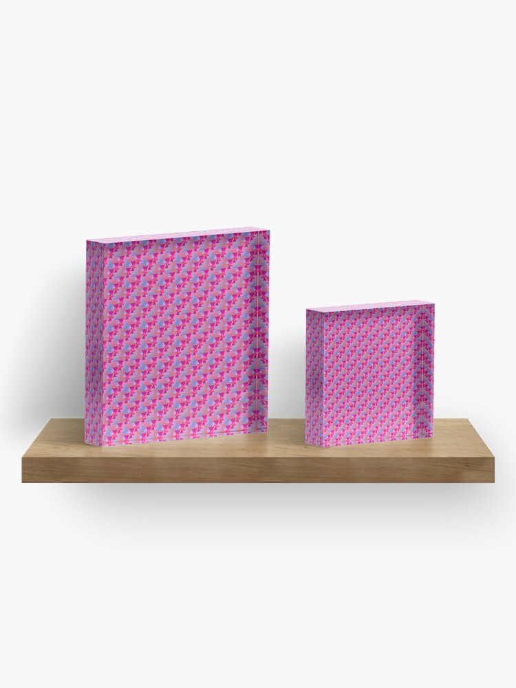 Alternate view of Happiness is Pink - Colorful Floral Geometric Pattern Acrylic Block