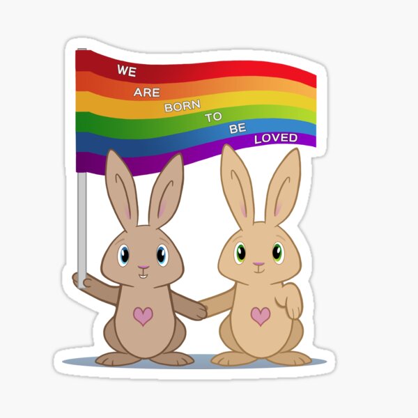 Skip & Pip (aka the Pride Bunnies) Sticker