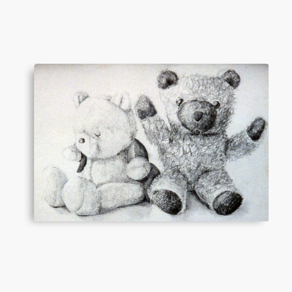Teddy Bears - charcoal drawing by Avril Thomas Canvas Print