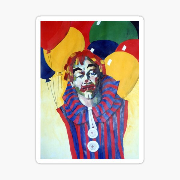 Item preview,  Rainbow Clown with Balloons- Painting by Avril Thomas Adelaide Artist designed and sold by AvrilThomasart.