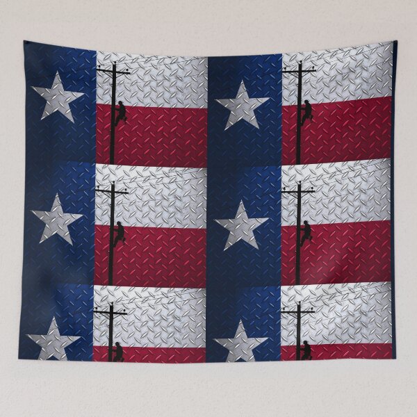 Item preview, Lineman with Diamond Plated Texas Flag designed and sold by Ken Macune.