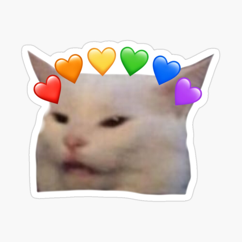 Iman Divertido Gato Enojado Meme Arcoiris Corazon Emojis De Munchiepants123 Redbubble