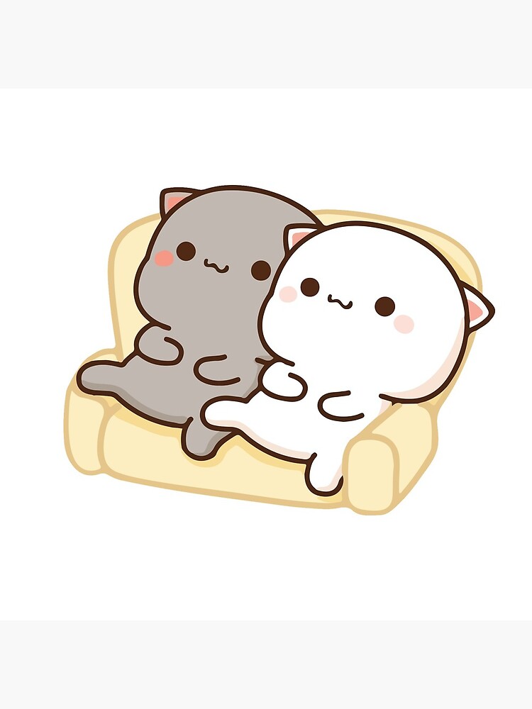 Peach and Goma Mochi Cat Couch Potato by misoshop
