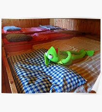 Frog Kermit Tired Sleep Bed Poster