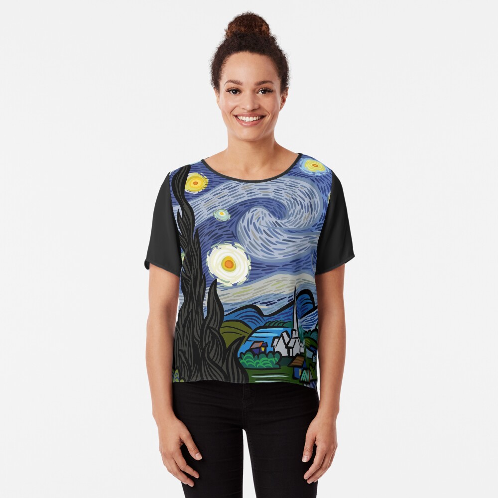Starry Caricature Chiffon Top