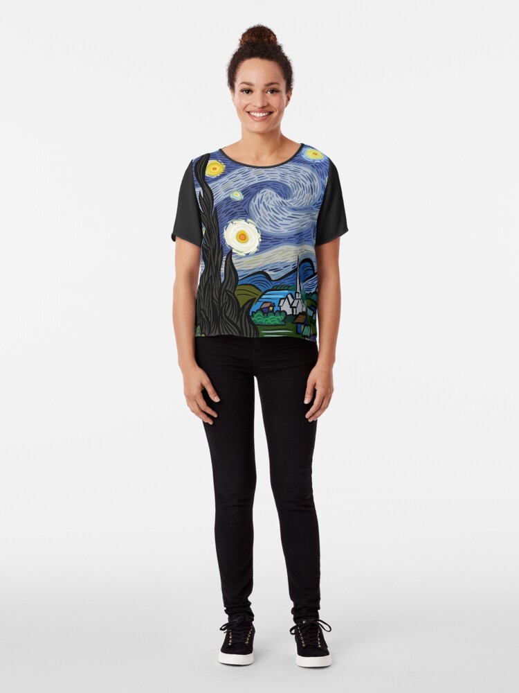Alternate view of Starry Caricature Chiffon Top