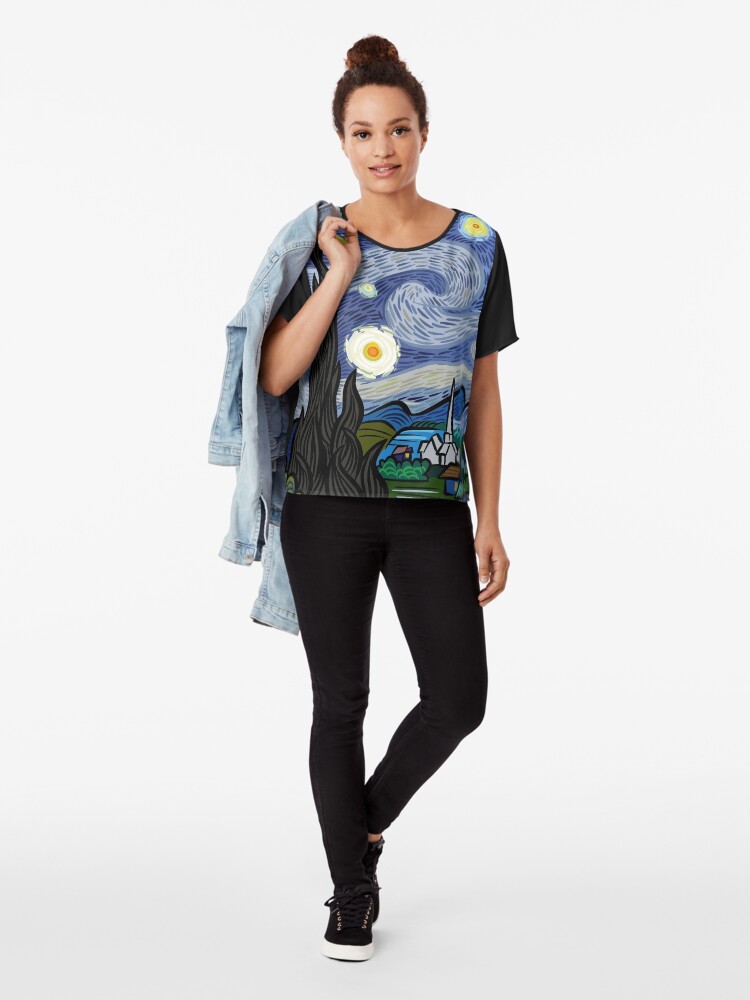 Alternate view of Starry Caricature Chiffon Top
