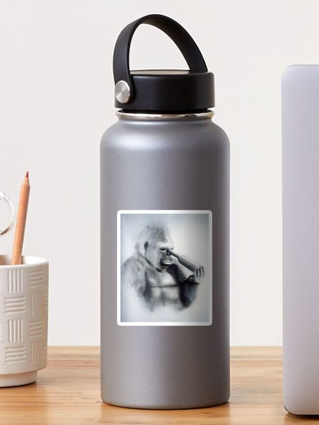 Thumbnail 1 of 3, Sticker, Empty Bottle - Drawing by Avril Thomas - South Australian Artist designed and sold by AvrilThomasart.