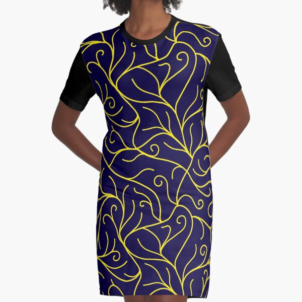 Blue Velvet, Golden Vines Graphic T-Shirt Dress
