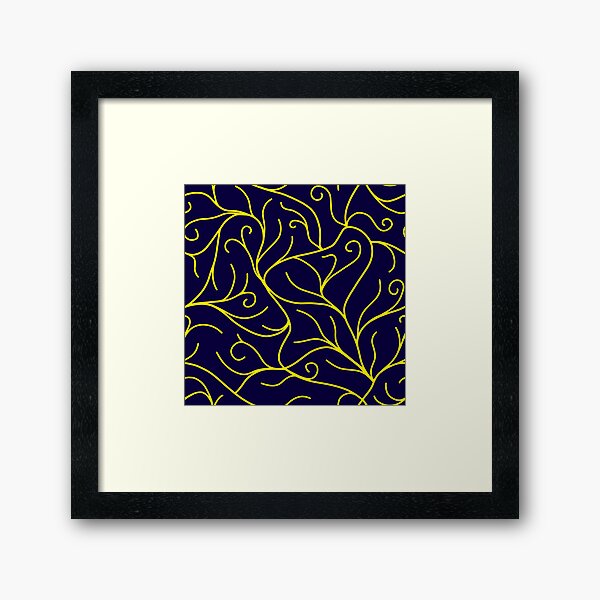 Blue Velvet, Golden Vines Framed Art Print