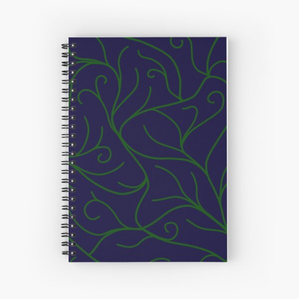 Blue Velvet, Green Vines Spiral Notebook