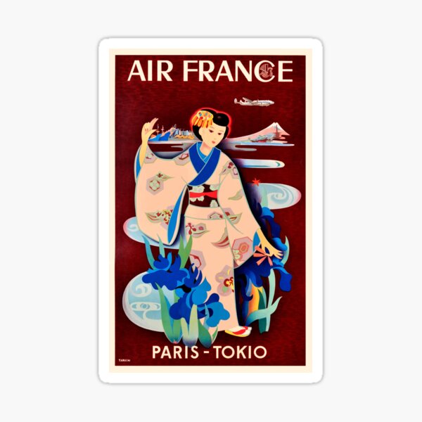 1952 Affiche publicitaire de Paris Tokio Air France Sticker