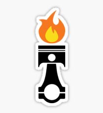 Flaming Piston (fire black) Sticker