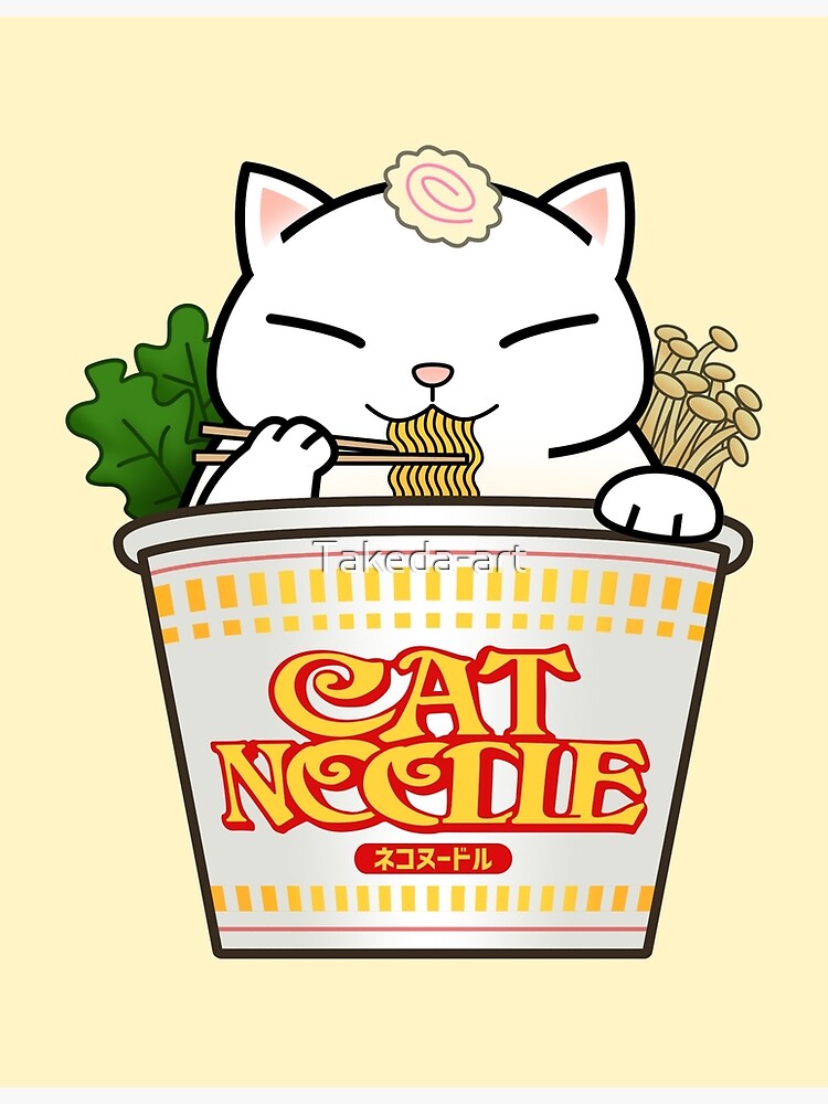 Chubby Cats Cup Noodle Cat Art Print