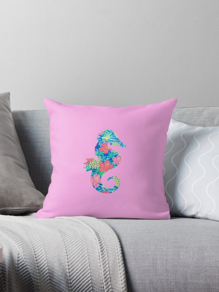 Lilly Pulitzer Seahorse Sticker Pillow for Sale by spokefan Redbubble