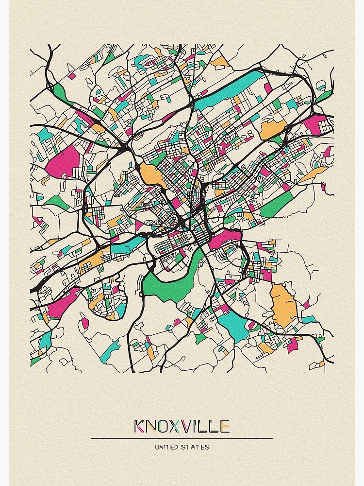 Knoxville Tennessee Street Map Art Print For Sale By Geekmywall   Flat,750x,075,f Pad,750x1000,f8f8f8.u1 