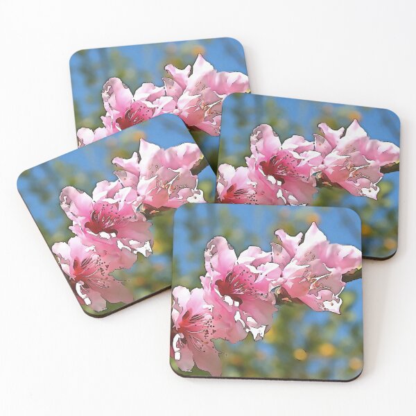 Item preview, Close Up Peach Tree Blossom Black Outline Art designed and sold by taiche.