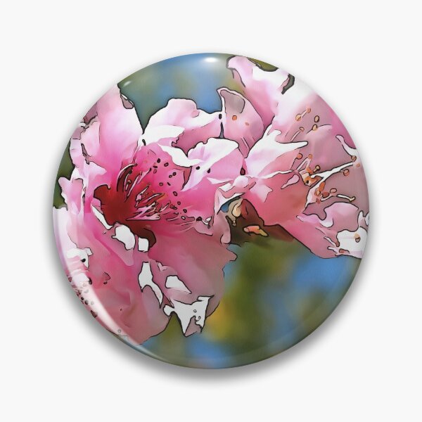Item preview, Close Up Peach Tree Blossom Black Outline Art designed and sold by taiche.