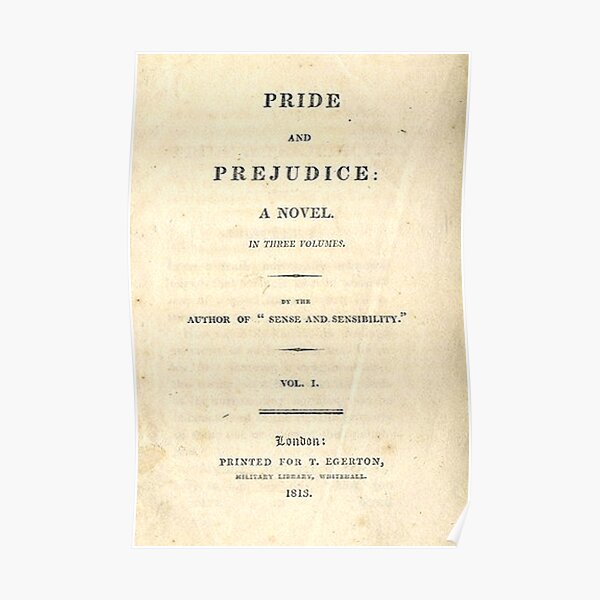 PRIDE et PREJUDICE couverture de roman Poster