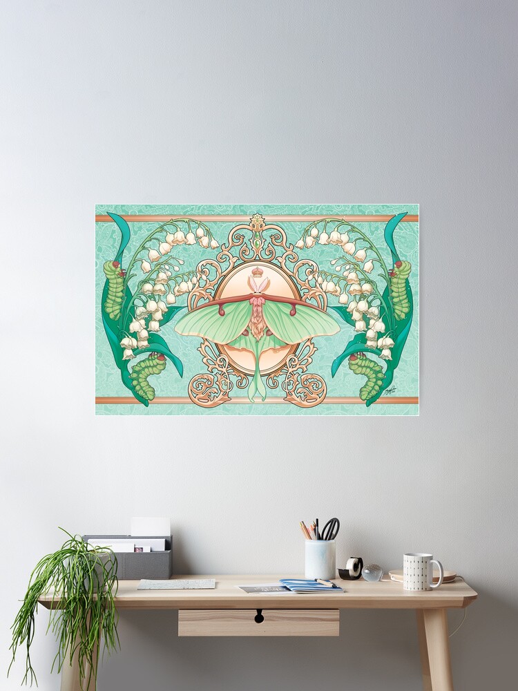 Aperçu 1 sur 3. Poster avec l'œuvre Moon Moth créée et vendue par zimmay.