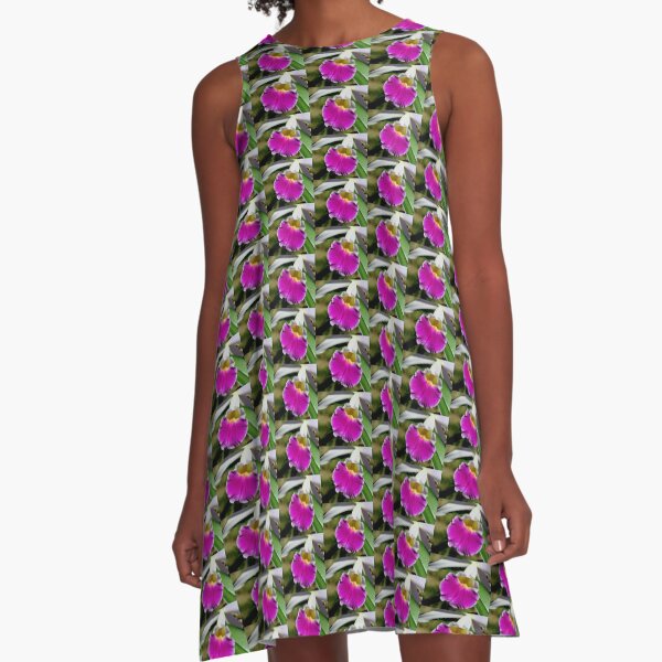 Delicate Orchid Flower A-Line Dress