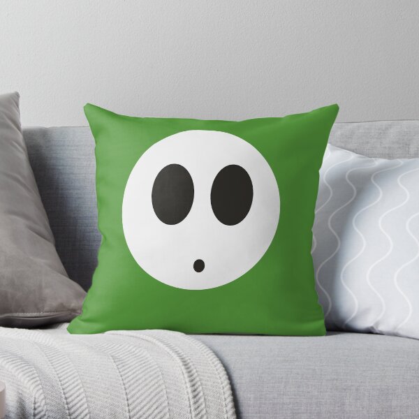 Shy Guy (Green) Throw Pillow