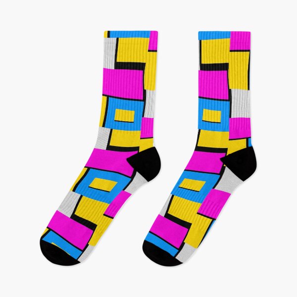 Item preview, 80s Pink, Yellow, Blue Bright colours Geometrical Pattern designed and sold by junepillows.
