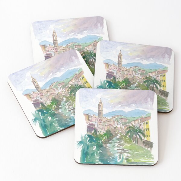 Item preview, Italian Country Town Liguria with Creek And Bridge designed and sold by artshop77.